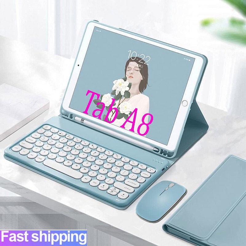 Capa com teclado para Samsung Galaxy Tab A8 10.5 2022 SM-X200 X205 Redondo destacável Teclado Bluetooth de Mouse