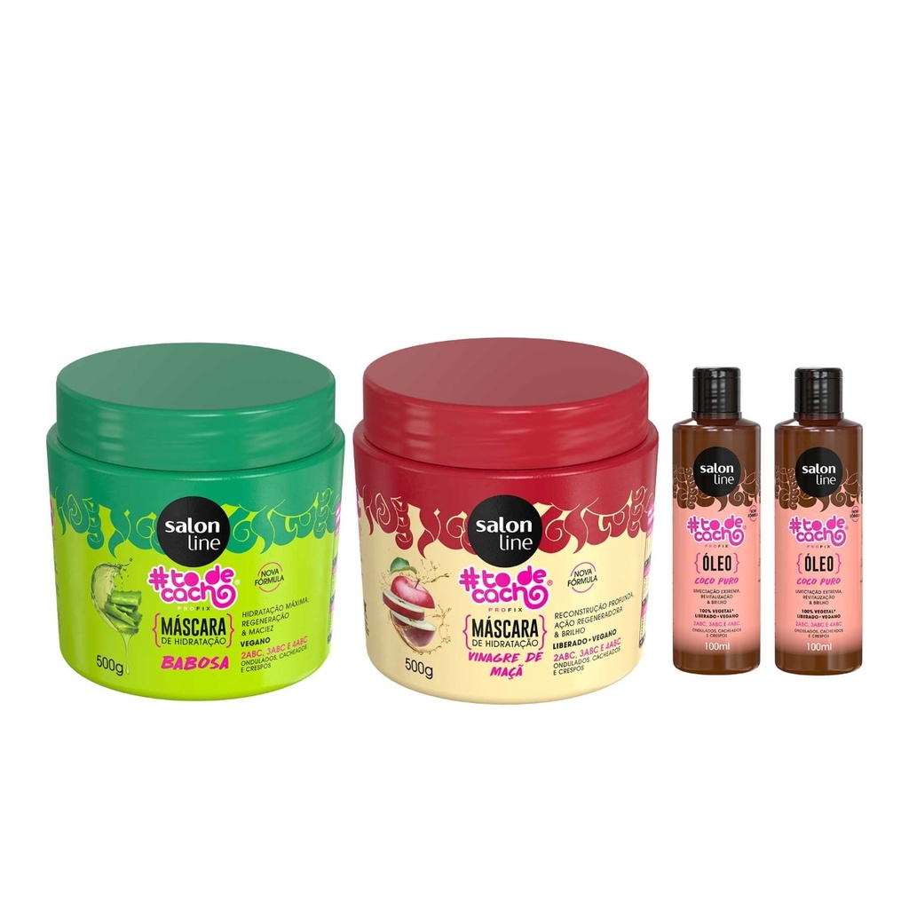 Cronograma capilar Babosa + Óleo Coco + Vinagre de Maçã Salon Line