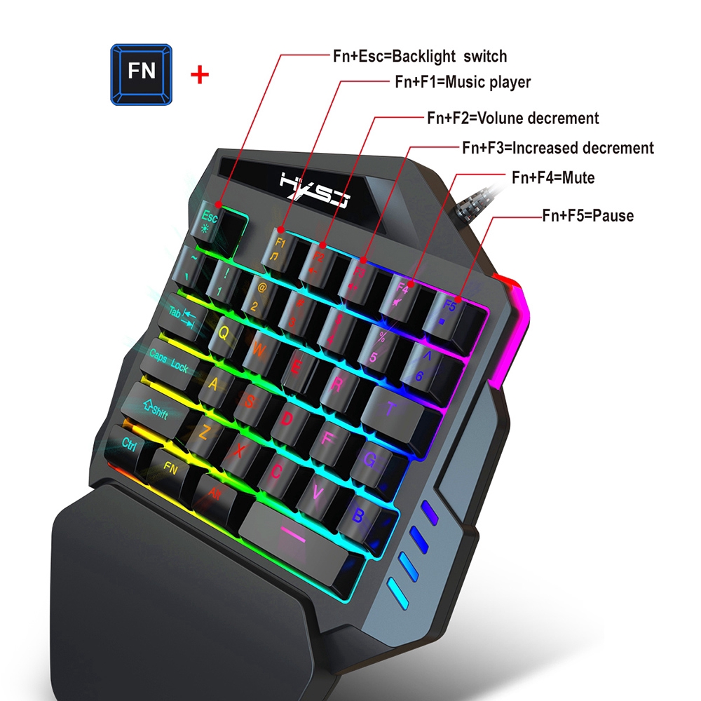 One-Handed Game Keyboard Mouse Set 5500DPI Gamer Gaming Mouse And Keyboard  Kit | Shopee Brasil