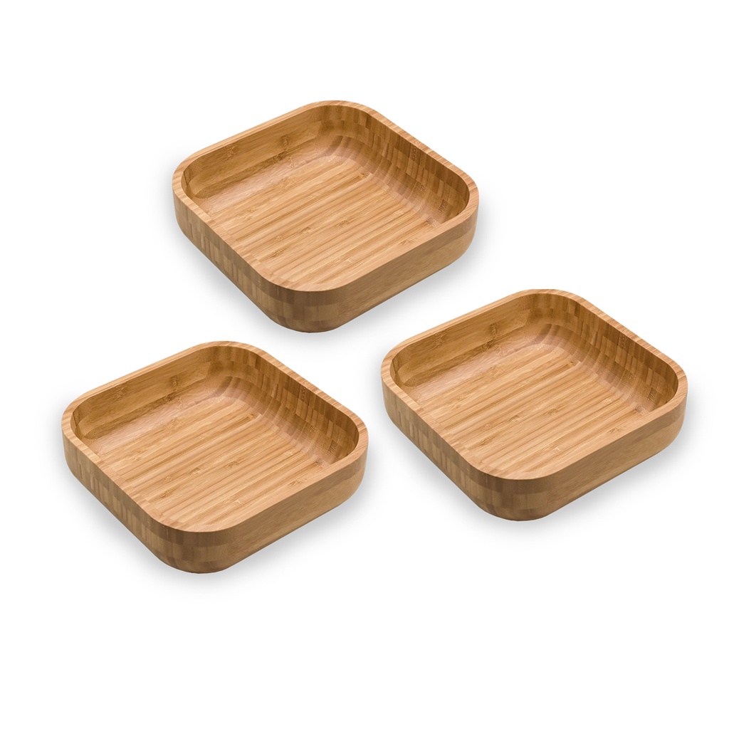 Kit 3 bowls quadrados de bambu - Oikos em Oferta na Shopee