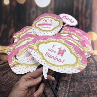10 plaquinhas para fotos chá de bebê menina cod 13 em Oferta na Shopee