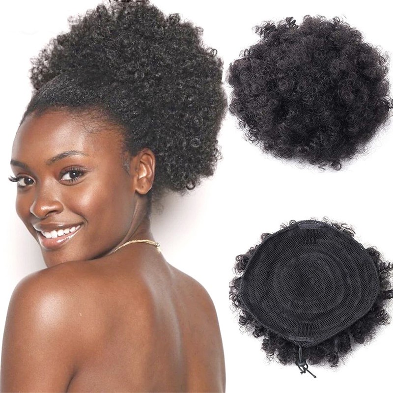 Cabelo Sintético Afro Puff De 8 Polegadas Bun Chignon Para Mulher Cabeleira Kinky Curly Ponytail