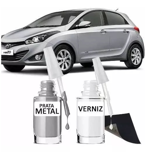 Tinta Tira Risco Automotivo Prata Met - R5S HYUNDAI + Verniz 15ml em Oferta na Shopee
