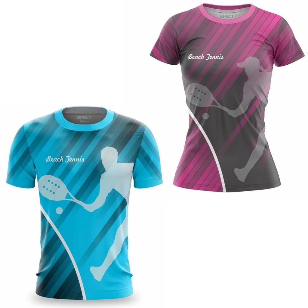 Kit Casal Camisa Beach Tennis tenis Masculina Blusa Feminina Dry Fit Camiseta Ante odor termica Protecao UV