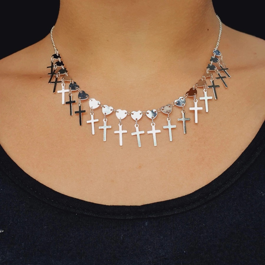 Colar Choker feminina folheado banhada a prata 925 em Oferta na Shopee