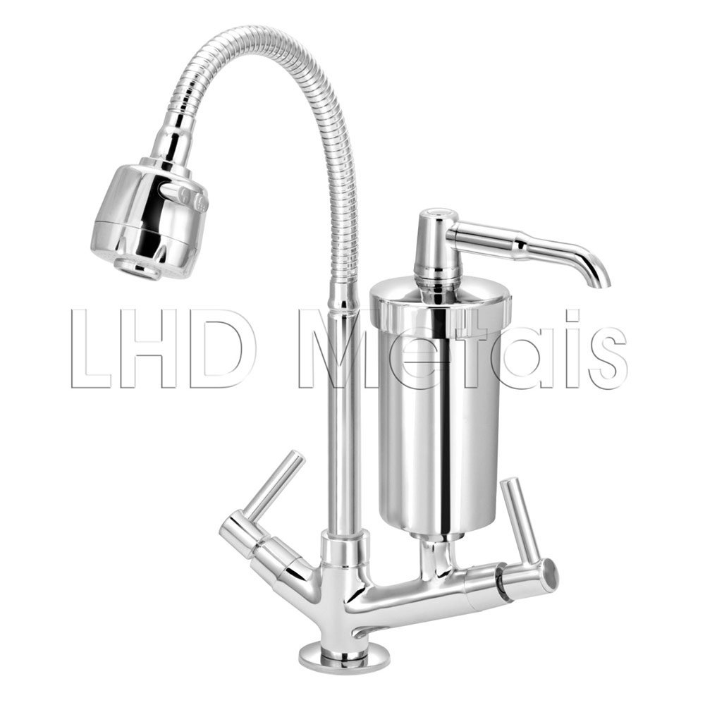 Torneira Metal Inox Filtro Gourmet Pia Mesa Cozinha Bancada