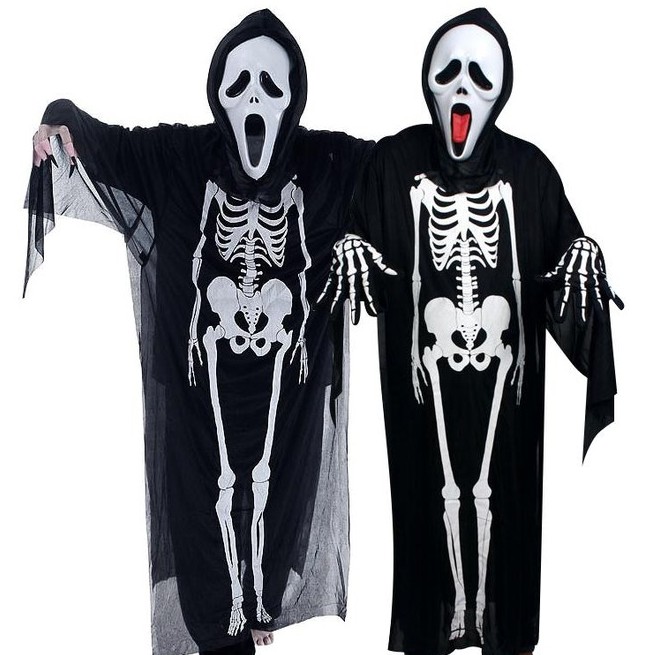Fantasia de Esqueleto Caveira Halloween Adulto