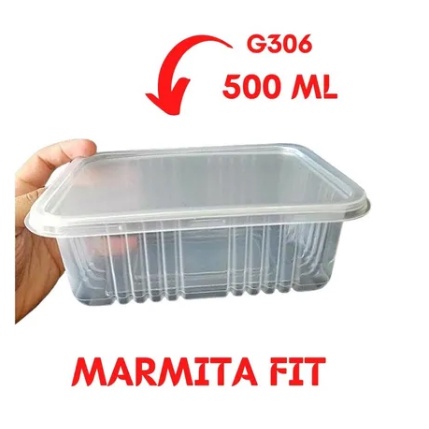 Embalagem freezer e microondas marmita Fit descartáveis 500 ml - G306 Galvanotek caixa com 10 unidades