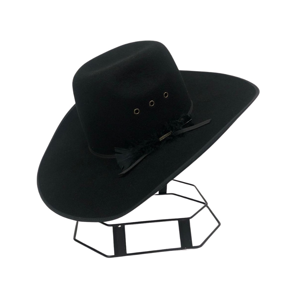 Chapéu Country Importado Original John B Stetson Feltro Preto Pena