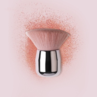 Pincel Facial Para Maquiagem Kabuki Pó Blush Base Rosa Grande