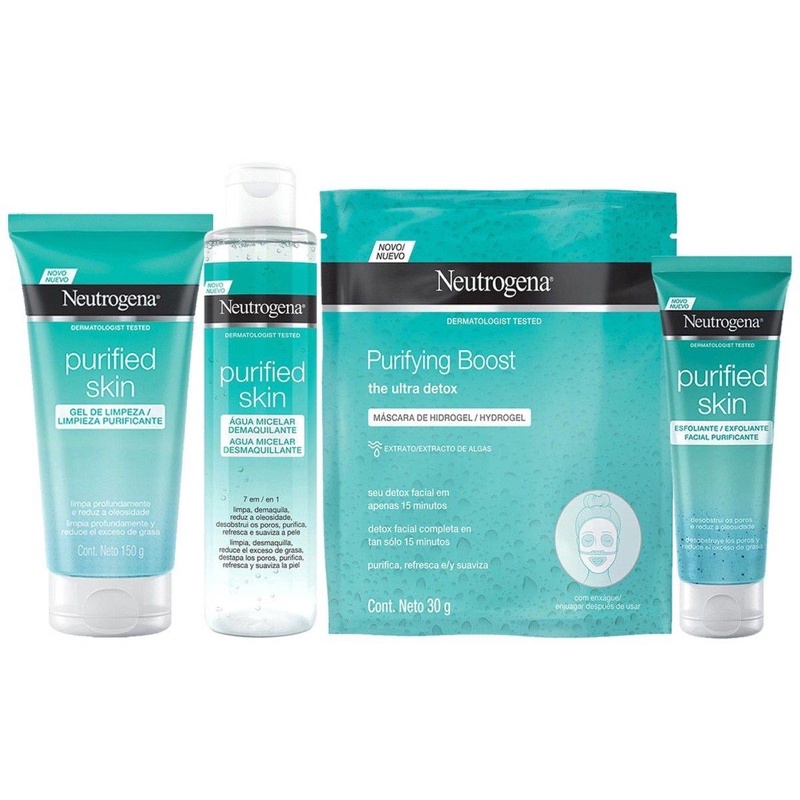Kit Completo Limpeza De Pele Neutrogena Peles Mistas Oleosas E Acneicas