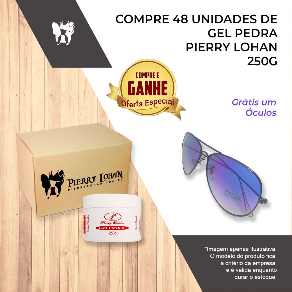 Kit 48 Gel Pedra Pierry Lohan 250g e um Óculos Grátis