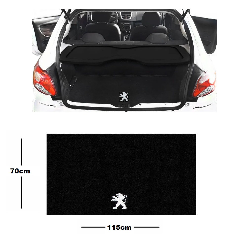 Tapete Porta Malas Carpete Universal Peugeot Modelável Carro Antigo Moderno 106 206 207 208 Preto em Oferta na Shopee