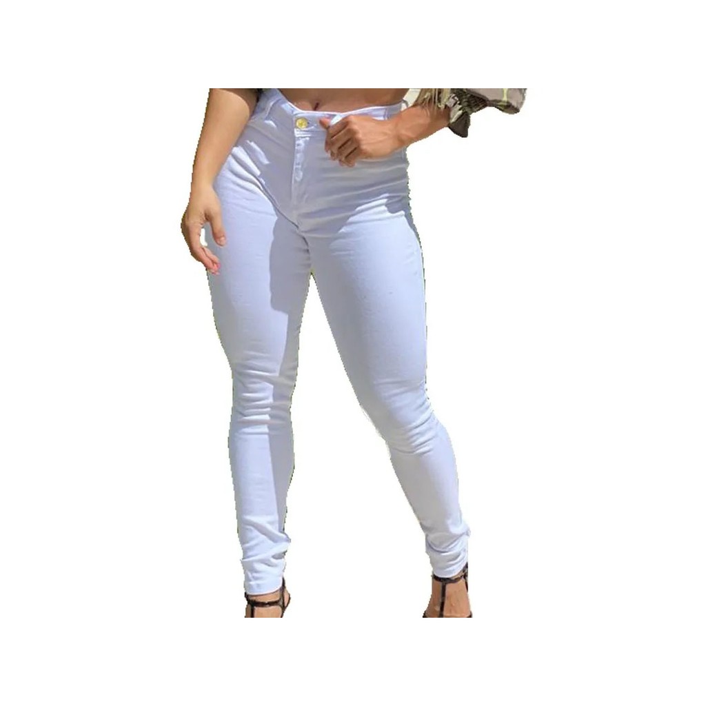 calça jeans cintura alta branca
