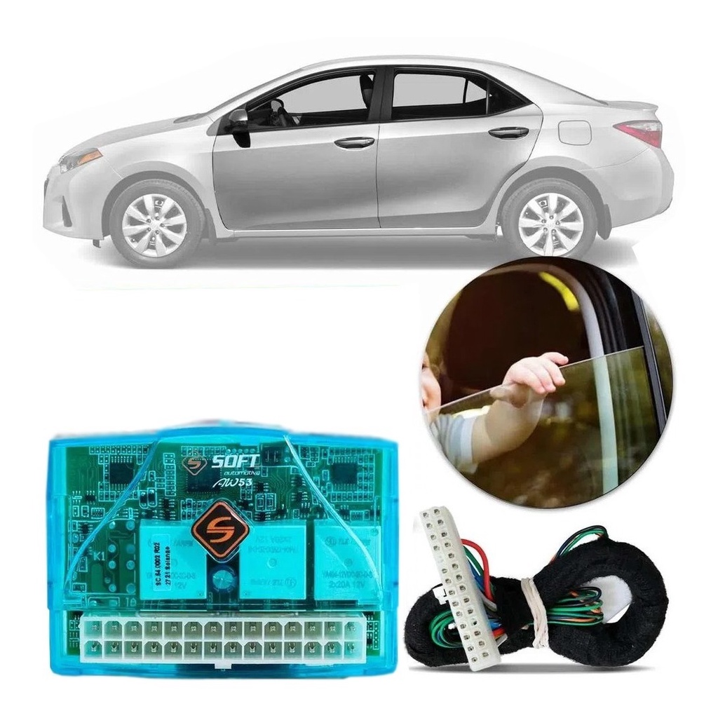 Módulo Subida/Descida De Vidros Elétricos Soft AW53 4 Portas - 1 Vidro Inteligente