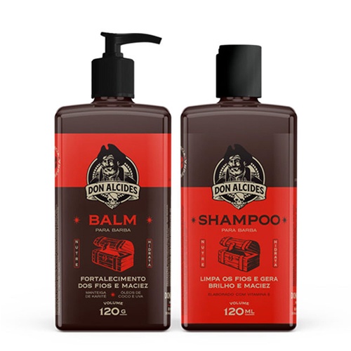 Kit Shampoo e Balm Para Barba Barba Negra Don Alcides