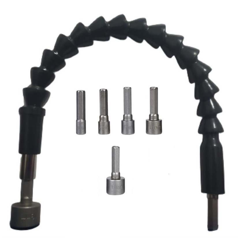 Jogo Bits chave canhão 1/4 e 5/16 Kit 5 pcs Extensão Extensor Flexivel Para Parafusadeira Furadeira