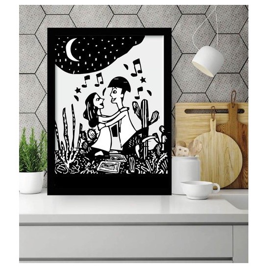 Quadro Decorativos 1 peças Sala, Quarto, Escritório Cozinha Área de lazer Decoração MDF Mosaico Plaquinha 20x30 Cordel Casal Sertão Nordeste Cactos