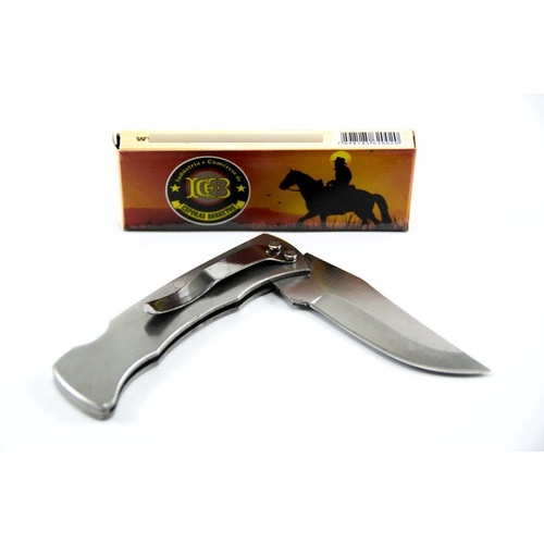 Canivete Inox Grande com Trava e Presilha Terra Boa Dobrável Inoxidável nao enferruja Estilo Zebu Canivete de Bolso