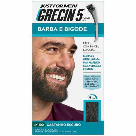 Grecin 5 Coloração Gel para Barba, Bigode e Costeletas - Cor Castanho Escuro