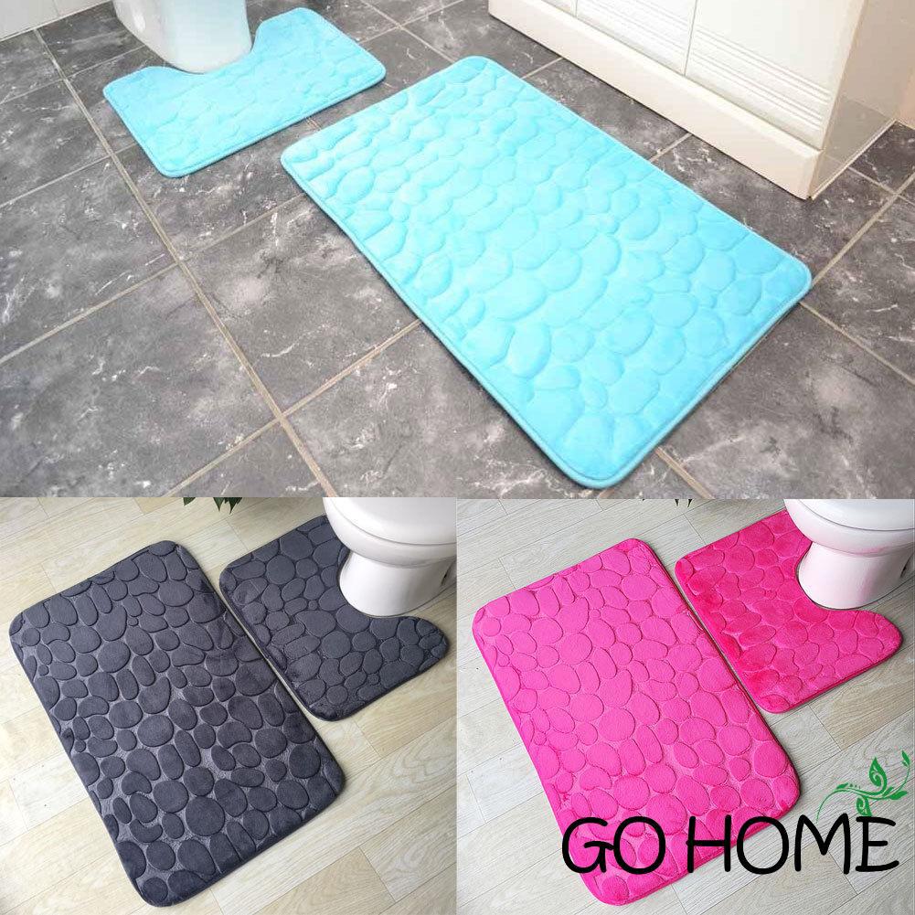 Pebbles Polyester Bath Pedestal Mat Sets Non Slip Soft Luxury Bathroom Rugs Bath Mats Home Furniture Diy Plastpath Com Br