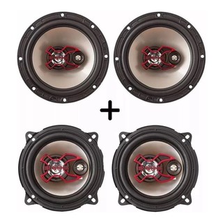 Kit Alto Falantes Bravox 5 E 6 Polegadas Triaxial Boca 4 Fones