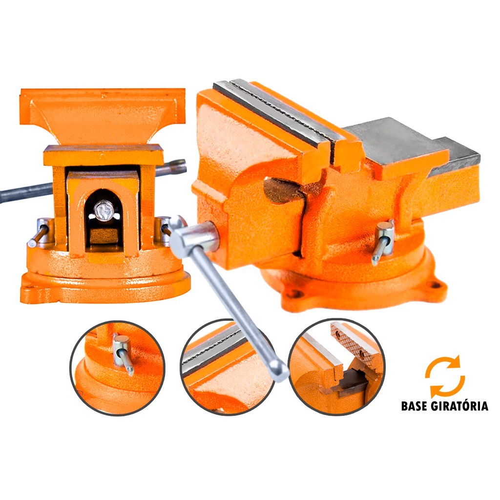 Torno Morsa De Bancada 5Pol. 125mm Giratória Com Bigorna Profissional Oficina Mecânica Serralheria em Oferta na Shopee