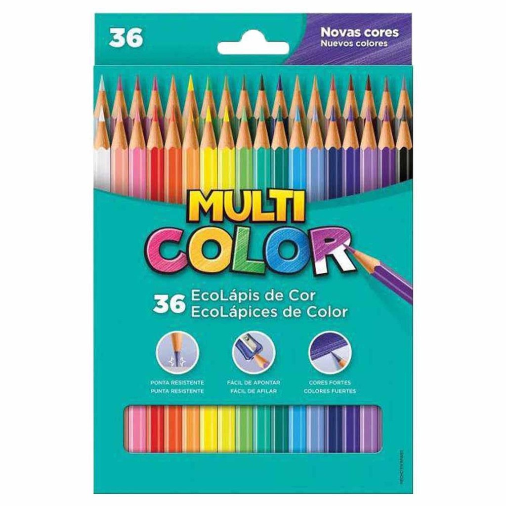 Lapis de Cor Multicolor 36 Cores Ecolápis Lápis de Colorir Escolar ...