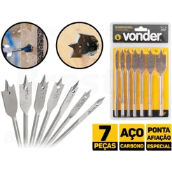 Jogo De Brocas Chatas Para Madeira Kit Com 7 Peças Vonder