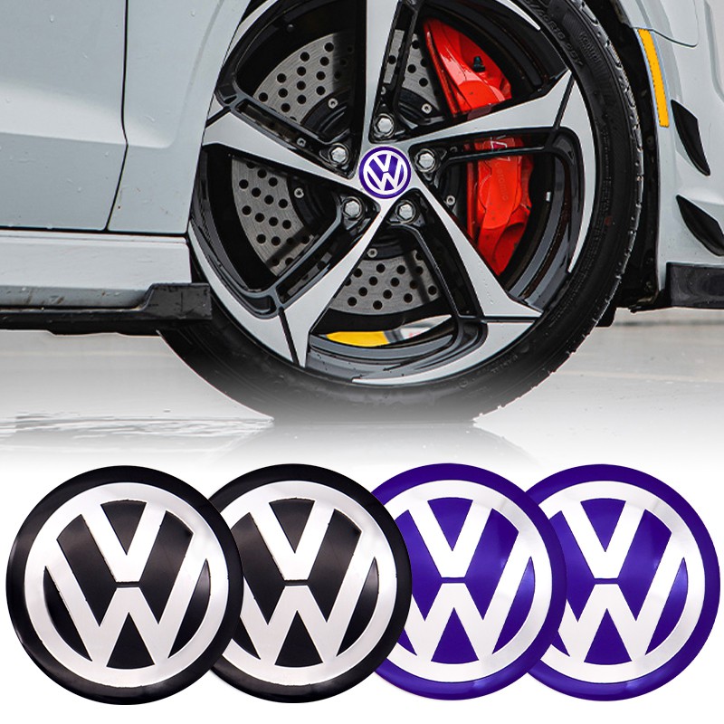 Centro Da Roda De Carro Tampa Do Emblema Da Roda Adesivo Adequado Para Vw-Golf Null Tiguan Híbrido Sharan Multivan New Beetle Caravlle Up! Polo Jetta Eos Peças Do Carro 4 Peças 56mm Carro Modificado Centro De Roda Adesivo De Alumínio
