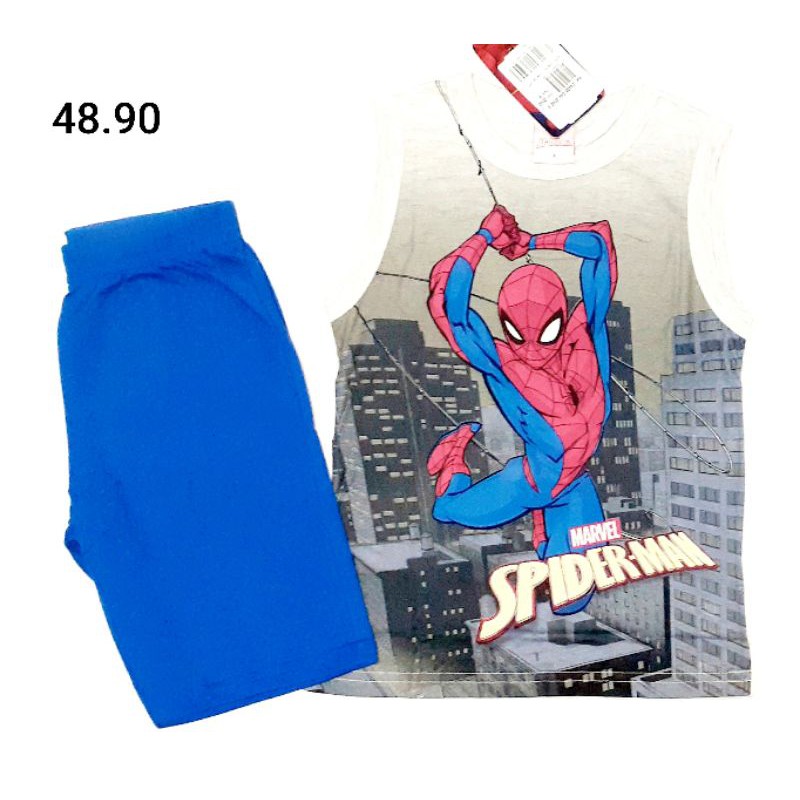 CONJUNTO INFANTIL MASCULINO DE VERÃO COM CAMISETA REGATA E BERMUDABRANDILLI COM ESTAMPA HOMEM ARANHA.