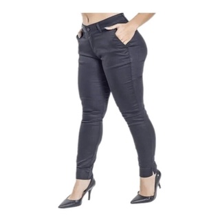 Calça social bivik bolso faca sarja feminina elástano cores