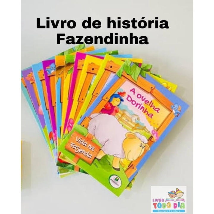 Livro infantil de histórias de Animais da Fazenda/Estimação/Fábulas - unidade