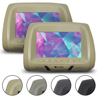 Par Encosto Cabeça Automotivo Tela 7 Polegadas E-Tech Combat Monitor Escravo Ajuste Altura Universal em Oferta na Shopee