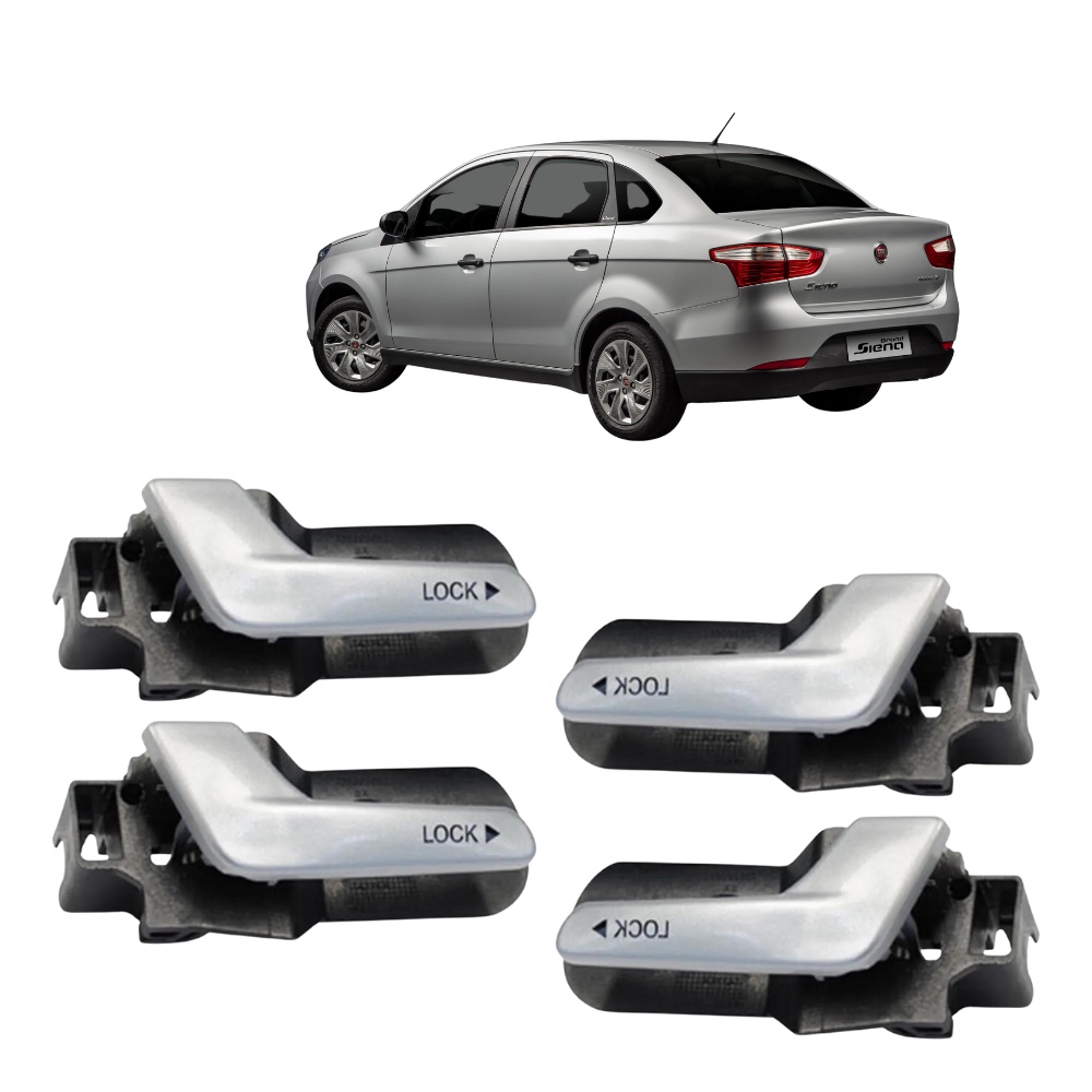 4 Maçanetas Interna Gatilho Puxador Siena 2008 Até 2016 - Spare Parts and Accessories for Vehicles