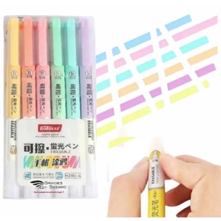 Marca texto apagável com 6 cores Kwaii em Oferta na Shopee