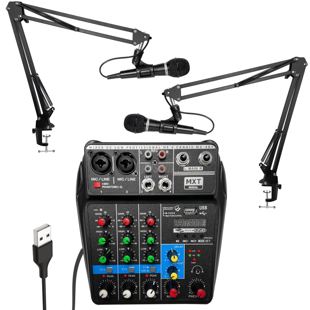 G Thanksgiving Maiden Kit Mesa De Som Mx-4bt 4 Canais Interface + 2 Microfones Articulados Home  Studio Podcast | Shopee Brasil