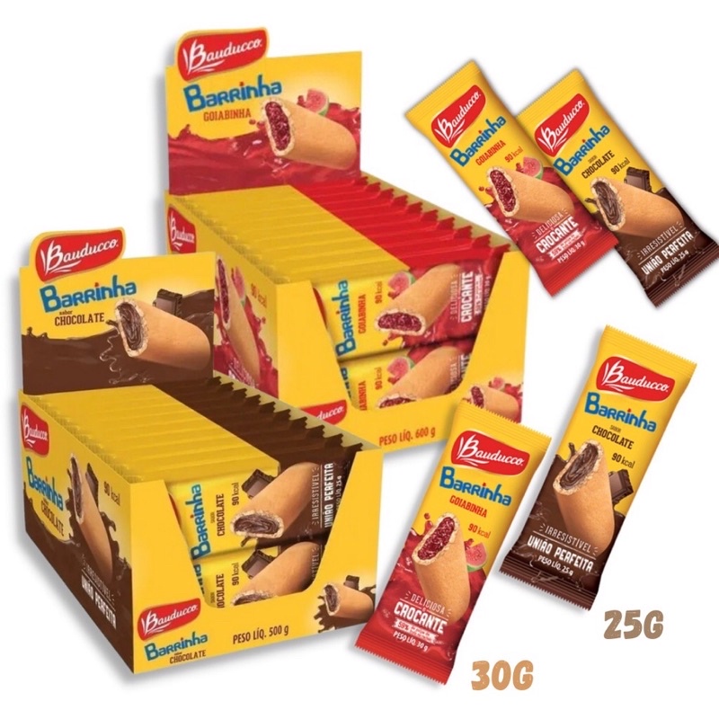 Caixa Com 20 Unidades Barrinha Chocolate e Goiabinha Bauducco em Oferta na Shopee