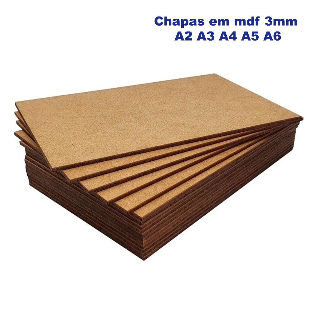 placa chapa de mdf 3mm A2 A3 A4 A5 A6 para artesanato vários tamanhos