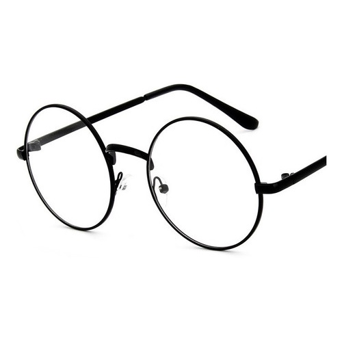 ARMAÇÃO ÓCULOS REDONDO - LENTE SEM GRAU UNISEX PRETO
