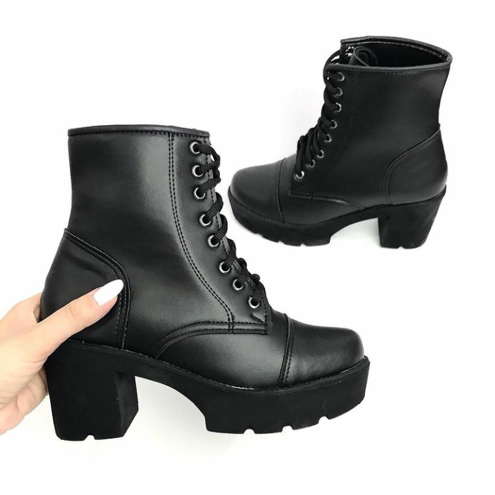 Bota Feminina Conforto Coturno Cano Curto Salto Médio Grosso — imagem 2 de 2