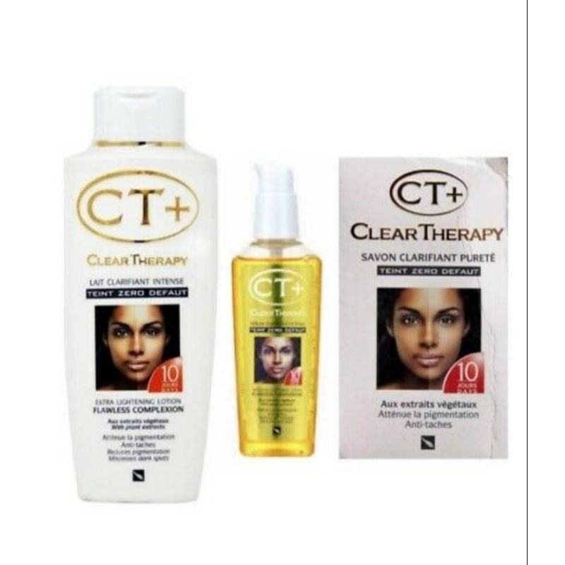 CREME Loção de terapia clara Ct CT + óleo + sabonete (Pacote clareador de pele de 10 dias) (3 em 1)