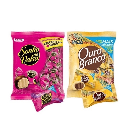Bombom Lacta Sonho de Valsa/Ouro Branco Pacote 1kg