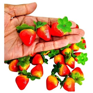 12 Morangos artificiais frutas falsas tamanho real em Oferta na Shopee