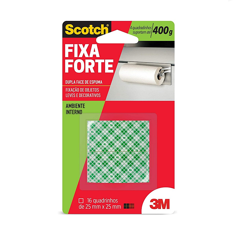 Quadradinhos Dupla Face Scotch® 3M Fixa Forte Espuma