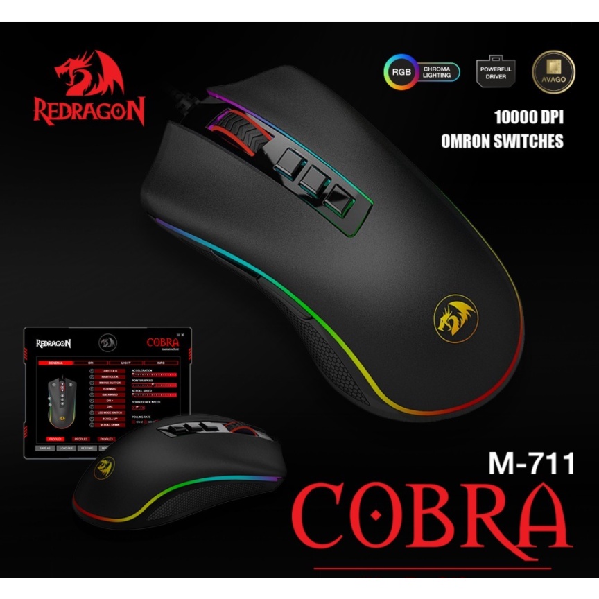 Mouse para jogo Redragon Cobra Chroma M711 preto