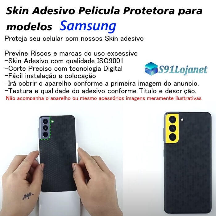 Skin Adesiva Película Traseira p/ S21 Ultra Várias Cores