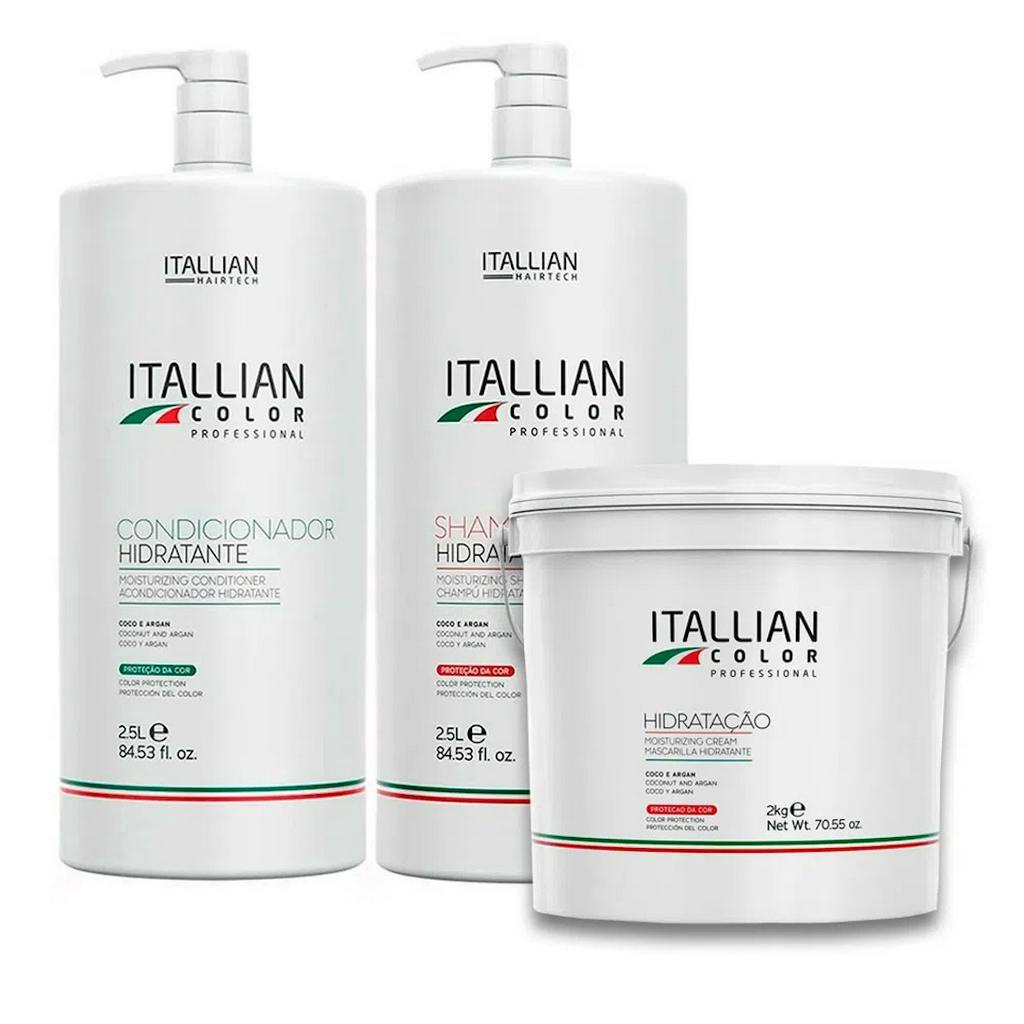 Kit Itallian Color Hidratação Profissional Shampoo 2,5L + Condicionador 2,5L + Hidratação 2kg