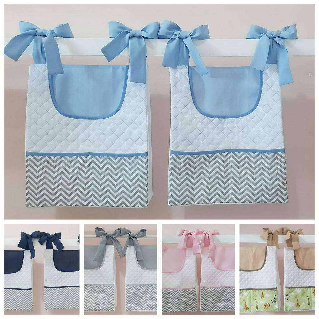 Kit 02 Porta Fraldas Com Laço Multiúso Para Berço ou Varão 02 Peças Estampado