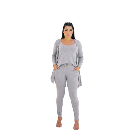 Kimono Cardigan Reto Feminina Manga Longa P Ao Xg Casaco Blusa Casaquinho 3 Peças Top 25
